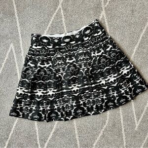 J. Crew Black and White Pleated A-line Mini Skirt